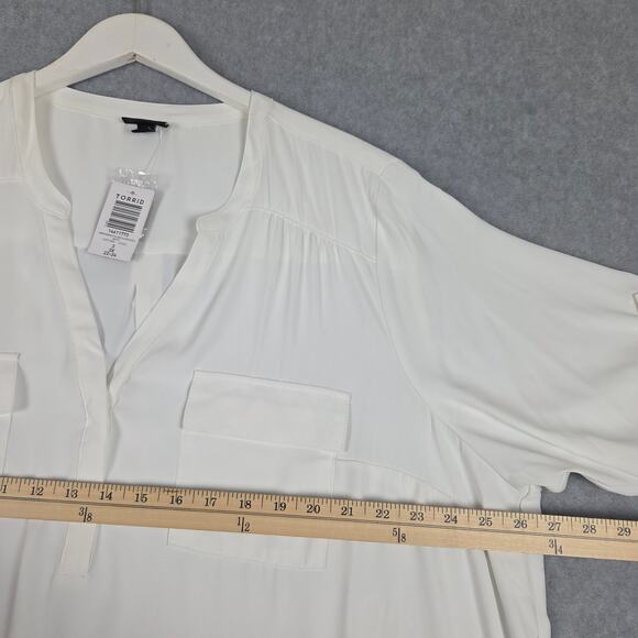 NWT Torrid Blouse Size 3X (22-24) Harper White Georgette Popover - Picture 13 of 15